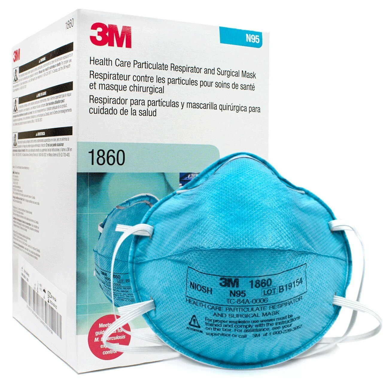 3M 1860 N95 Particulate Healthcare Respirator (20/Box)