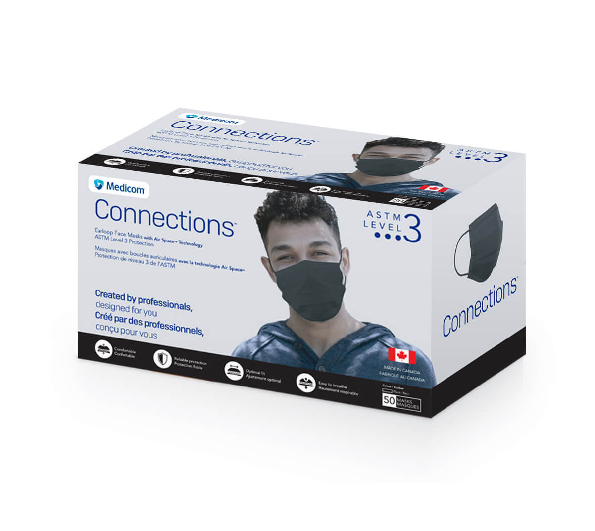 Medicom Connections - ASTM Level 3 BLACK -50/Box