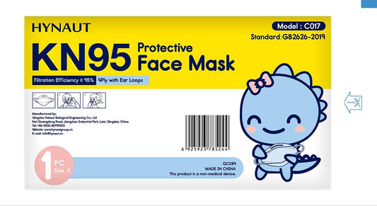 Hynaut KN95 Kids Mask Black - Individually Wrapped  - 10 KN95s/Pack